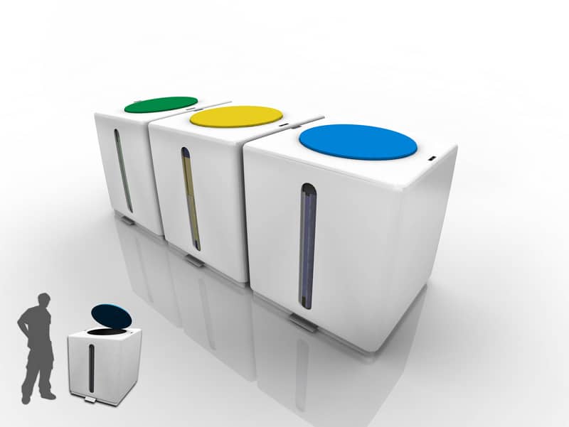 3D design of recycling bins stands